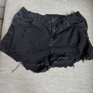 Aerie Black Distressed Jean Shorts